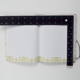 White, Yellow + Gray Floral Lined Notebook