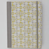 White, Yellow + Gray Floral Lined Notebook