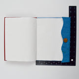 Blue + Red Squiggle Button-Closure Blank Notebook