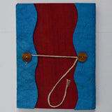 Blue + Red Squiggle Button-Closure Blank Notebook