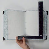 Brown + Light Blue White Hardcover Blank Notebook with Blue Deckle Edges