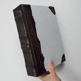 Brown + Light Blue White Hardcover Blank Notebook with Blue Deckle Edges