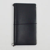 Black Midori Leather Traveler's Notebook Cover with Notebook + Clear Pouch