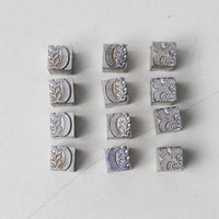 Ornamental Leaf Metal Letterpress Stamps - Set of 12