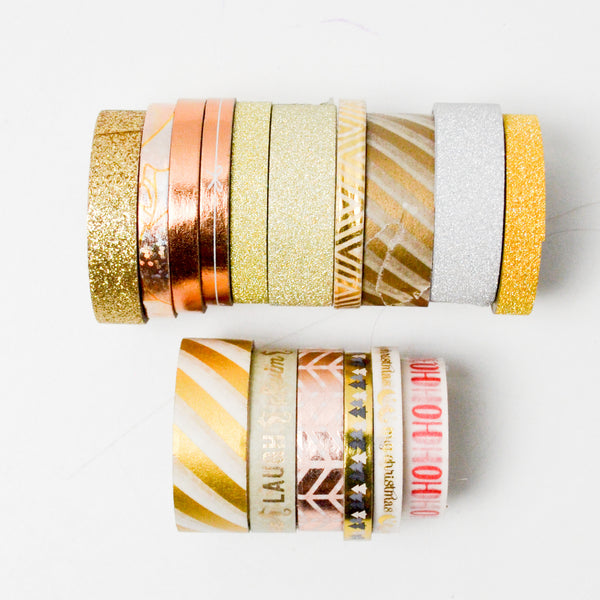 Glitter, Metallic + Shiny Tape Bundle - 16 Spools
