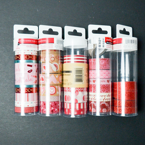 Glitter + Valentine's Washi Tape Bundle - 5 Packs