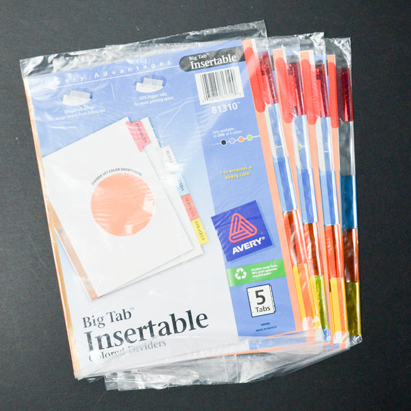 Orange Paper Big Tab Insertable Colored Dividers  - 4 Packs