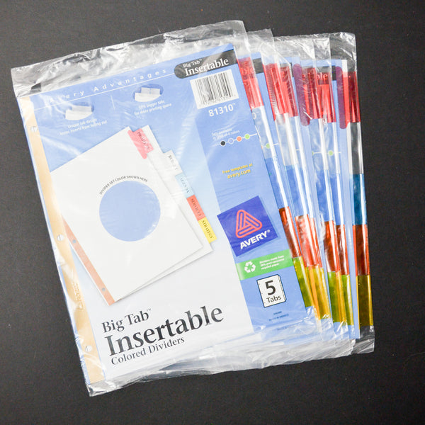 Blue Paper Big Tab Insertable Colored Dividers - 6 Packs