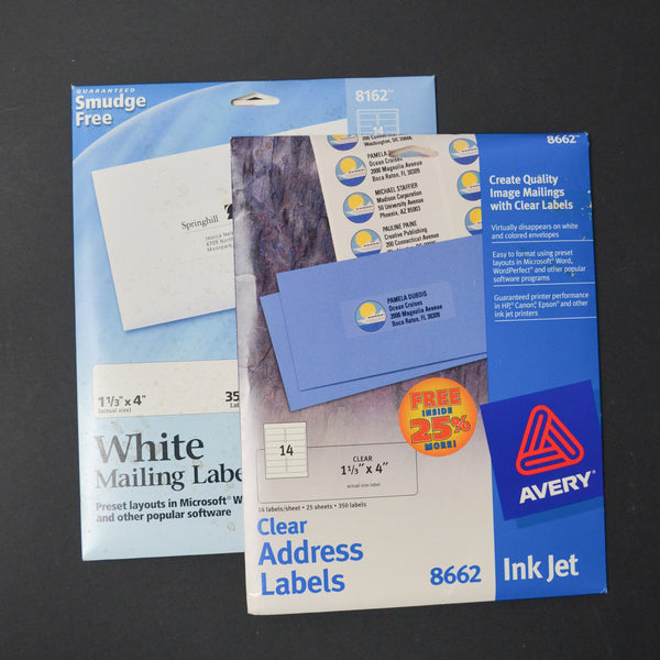 Clear + White Avery Mailing Address Labels - 2 Packs Default TItle