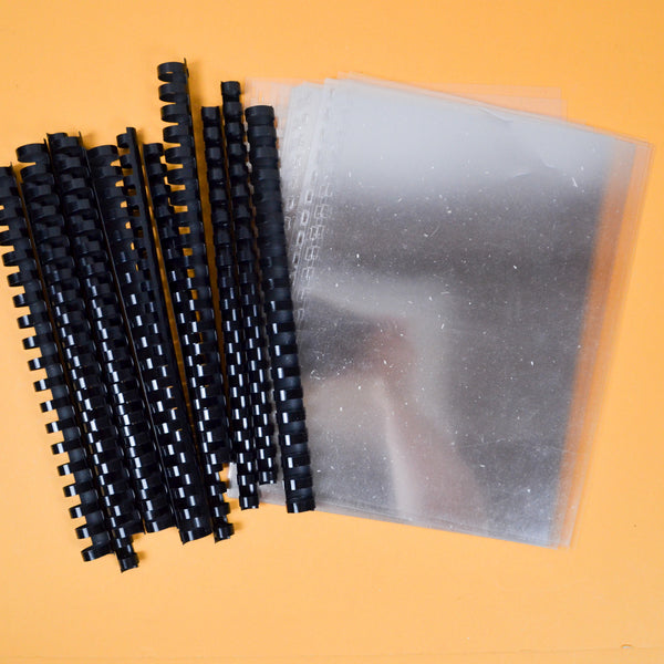 comb binder spines Clear Presentation Covers + Black Comb Binding Spines – Make & Mend