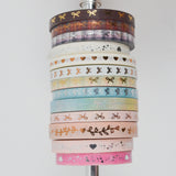 Bow + Heart Print Narrow Washi Tape - 13 Rolls