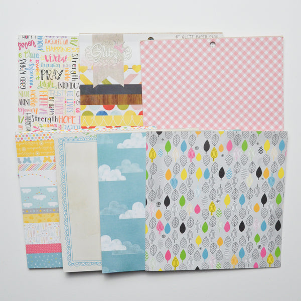 Pastel Patterned Scrapbook Paper Bundle - 6" Square
