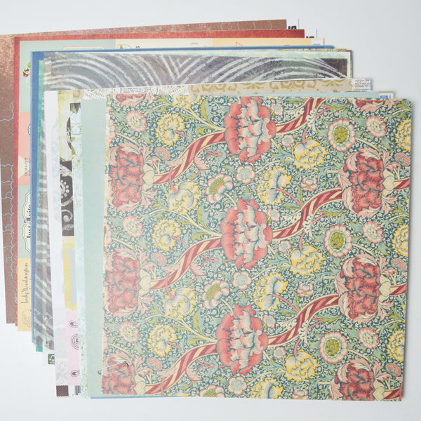 Teal + Brown Patterned Scrapbook Paper Bundle