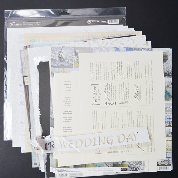 Wedding + Love Themed Scrapbook Paper Bundle