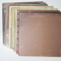 Brown + Dark Green Patterned Scrapbook Paper Bundle