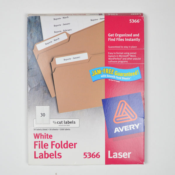 Avery 5366 White File Folder Labels