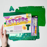 Green Sparkly Ready Letter Die Cuts