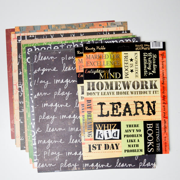 School Themed Scrapbook Paper Bundle