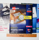 Avery Video Tape, Shipping + Full Sheet Label Bundle