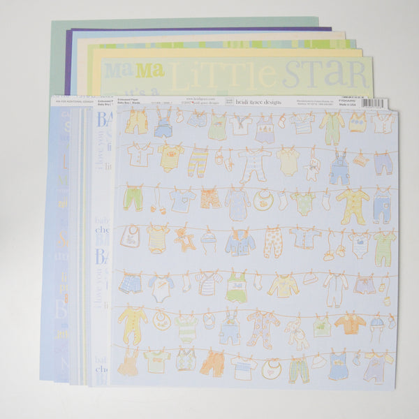 Baby Boy Themed Scrapbooking Paper Bundle