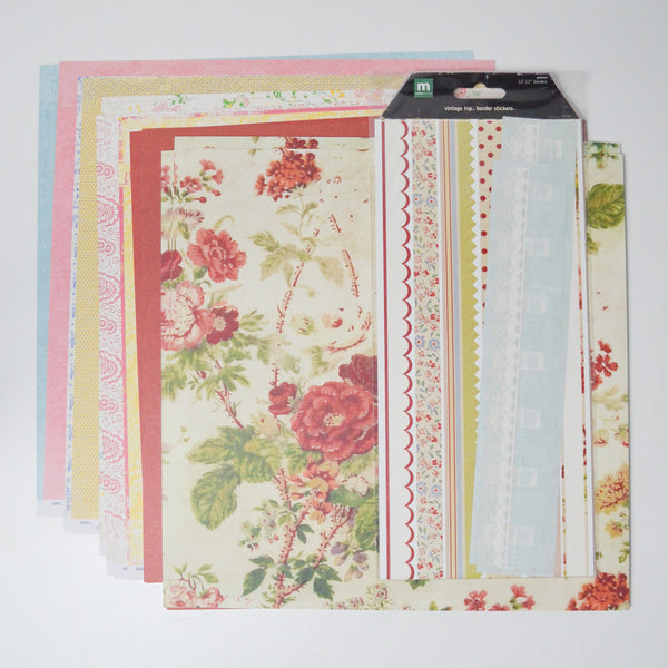 Floral Scrapbook Paper + Border Bundle