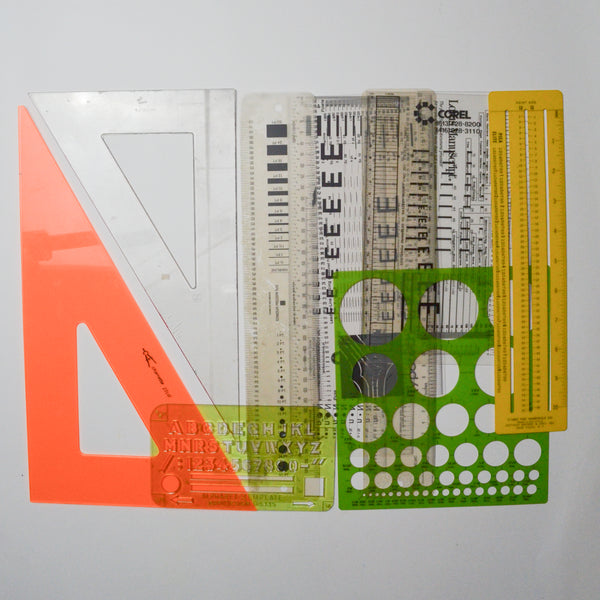 Triangle & Circle Stencils + Assorted Graphic Design/Typesetting Rulers Default Title