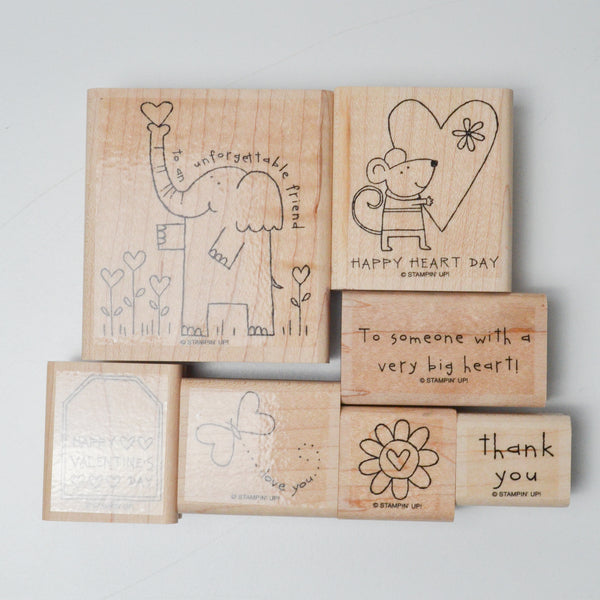 Stampin' Up! Happy Heart Day Rubber Stamps - Set of 8