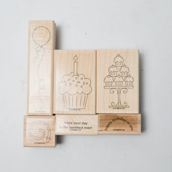 Stampin' Up! Crazy for Cupcakes Rubber Stamps - Set of 6