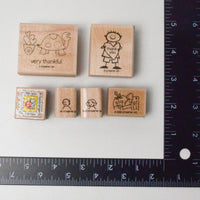 Thanks, Moving + Handstamped Sketchy Stamps - Set of 6