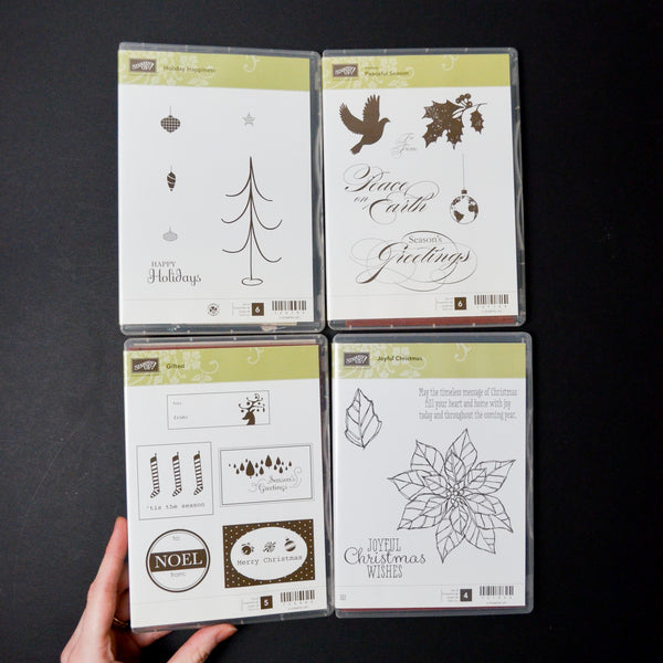 Stampin' Up! Gifted, Joyful Christmas, Holiday Happiness + Peaceful Season Mountable Stamps - 4 Sets