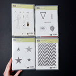 Stampin' Up! Positively Chevron, Simply Stars, Party This Way + Tote-ally Tess Mountable Stamps - 4 Sets