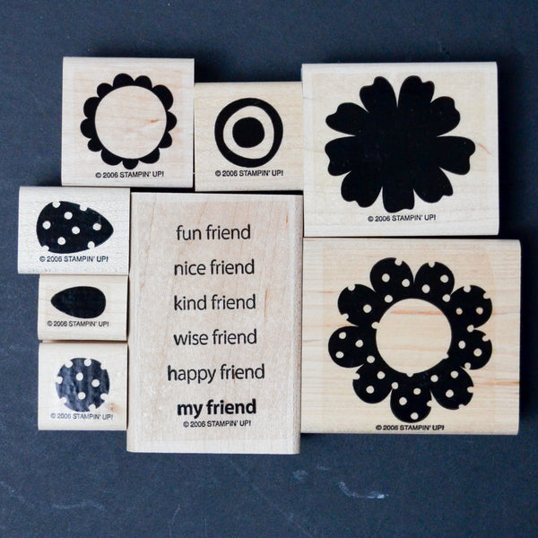Stampin' Up! Two-Step Stampin' Polka-Dot Posies Rubber Stamp Set