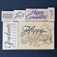 Assorted Graduation Rubber Stamps - Set of 6