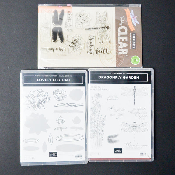 Stampin' Up! + Hero Arts Floral + Dragonflies Polymer Stamp Sets - 3 Sets
