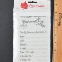 Woodware Craft Collection Birth Announcement Clear Acrylic Stamps