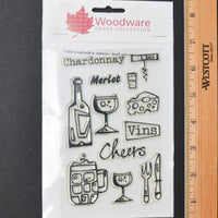 Woodware Craft Collection Wine + Cheese Themed Clear Acrylic Stamps