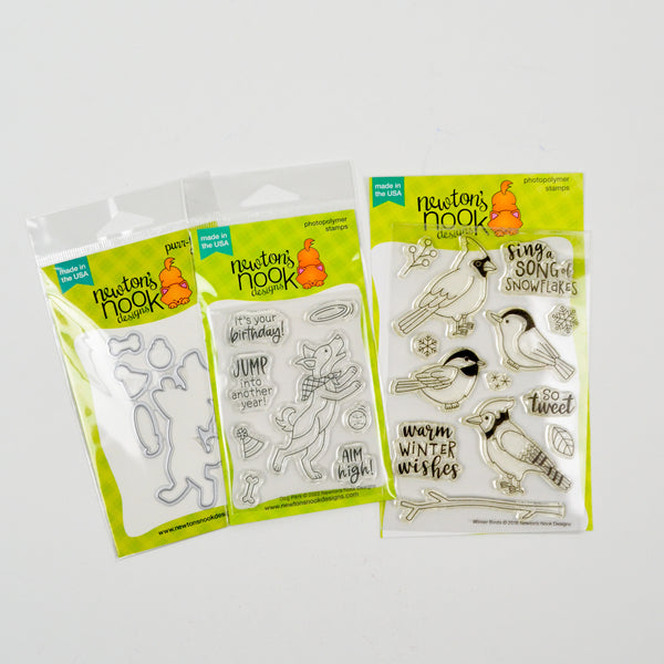 Newton's Nook Dog Park Stamp & Die Set + Winter Birds Stamps - 2 Packs