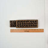 Vintage Steel Letter + Number Metal Stamping Set in Wood Holders