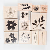 Floral Illustration Rubber Stamps - 12 Stamps
