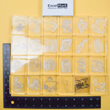 Clear Mountable Stamps with Mounts + Ink Pad - Set of 24