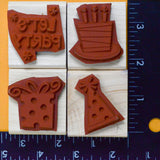 Birthday Party Rubber Stamps - Set of 4