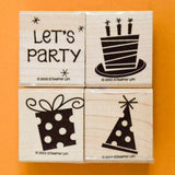 Birthday Party Rubber Stamps - Set of 4