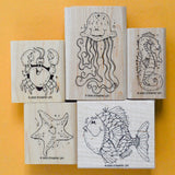 Sea Creature Rubber Stamps - Set of 5