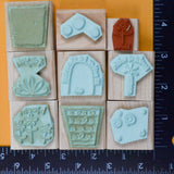 Birthday Gift/Flower Pot Rubber Stamps - Set of 9