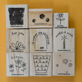 Birthday Gift/Flower Pot Rubber Stamps - Set of 9