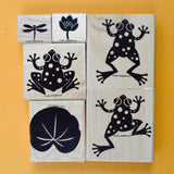 Frogs + Pond Rubber Stamps - Set of 6
