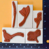 Quail + Foliage Rubber Stamps - Set of 5