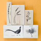 Quail + Foliage Rubber Stamps - Set of 5