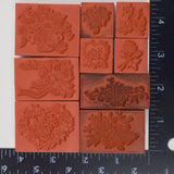 Ornate Floral Rubber Stamps - Set of 9