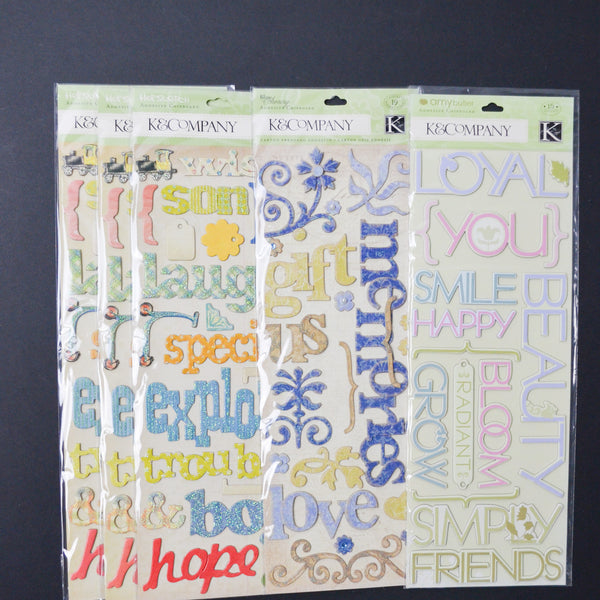 Amy Butler Adhesive Chipboard Word Sticker Bundle